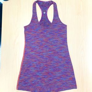 Lululemon Cool Racerback Size 4 Wee Are From Space Microstripe Pink Purple EUC